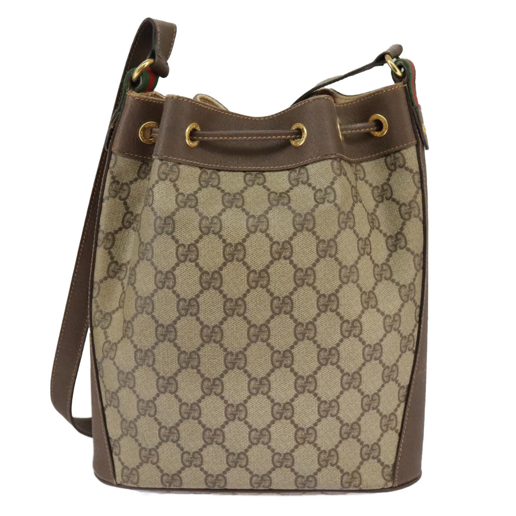 GUCCI GG Supreme Web Sherry Line Shoulder Bag PVC Beige 164 02 034 100148