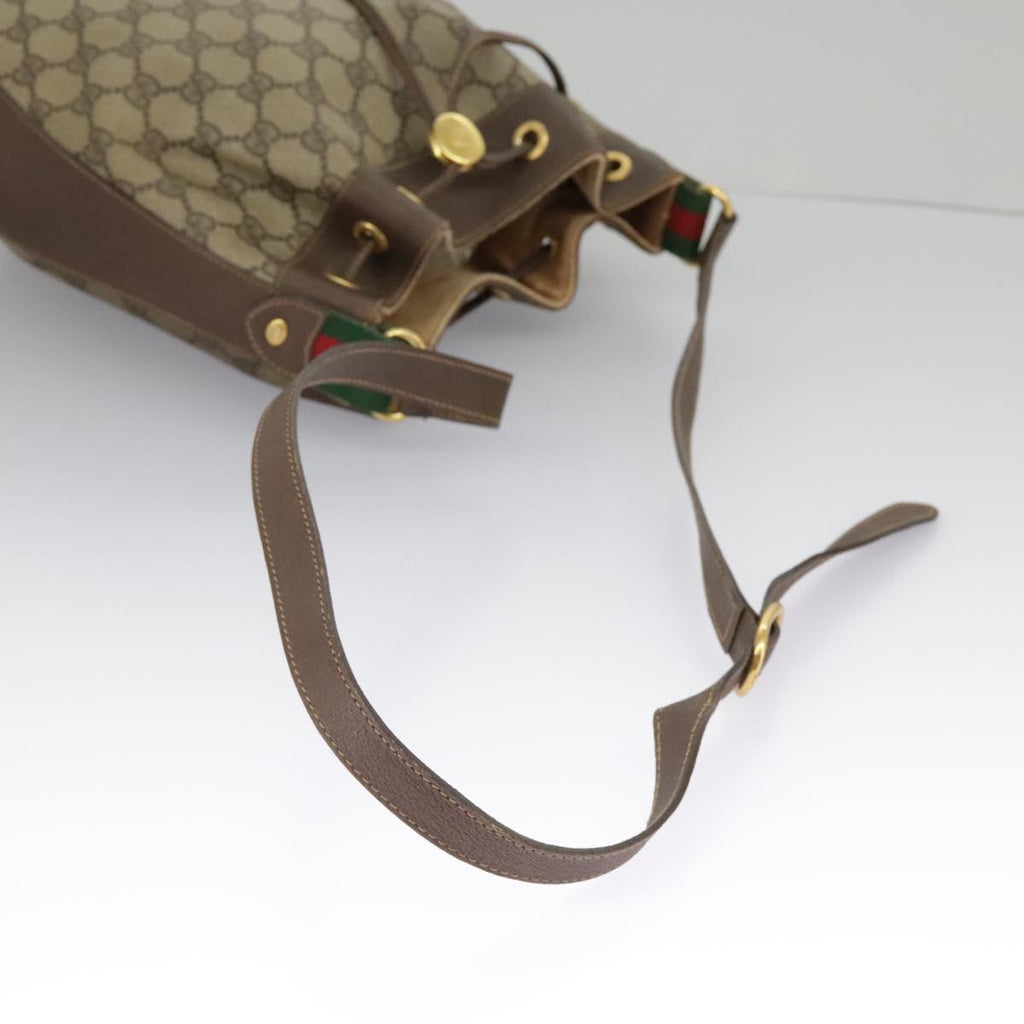 GUCCI GG Supreme Web Sherry Line Shoulder Bag PVC Beige 164 02 034 100148
