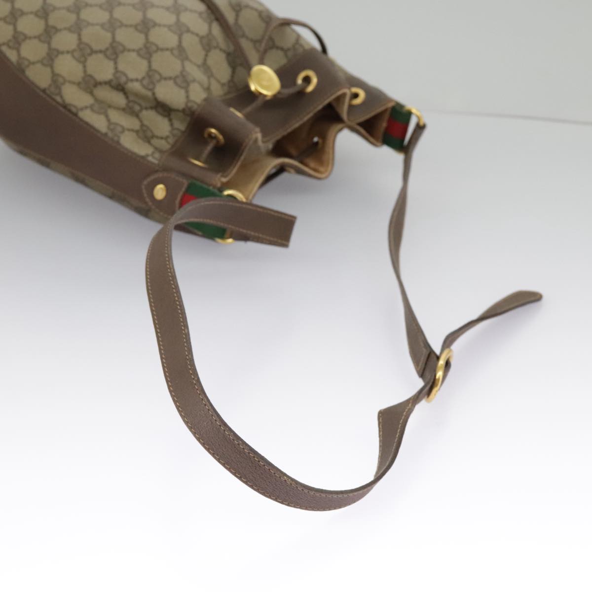 GUCCI GG Supreme Web Sherry Line Shoulder Bag PVC Beige 164 02 034 100148