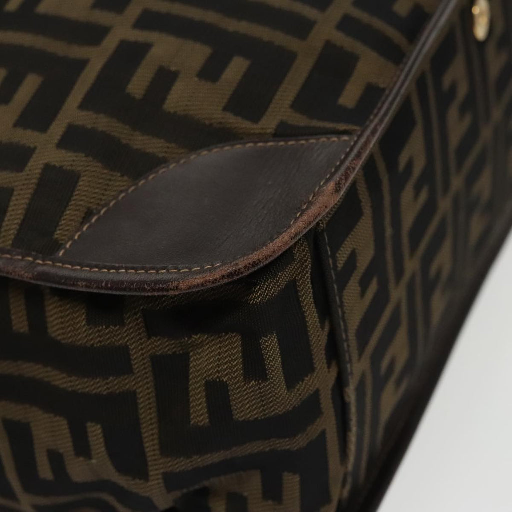 FENDI Zucca Canvas Hand Bag Brown Black 100153