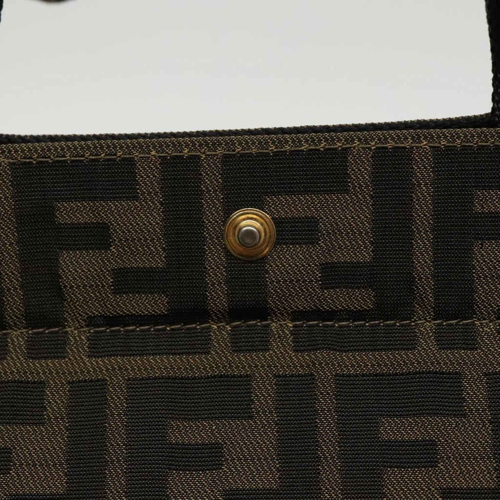 FENDI Zucca Canvas Hand Bag Brown Black 100153