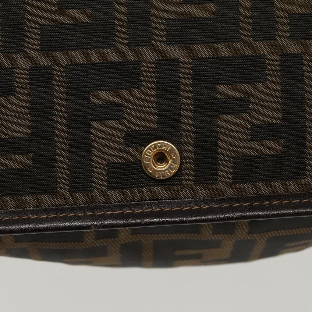 FENDI Zucca Canvas Hand Bag Brown Black 100153