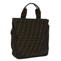 FENDI Zucca Canvas Hand Bag Brown Black 100153