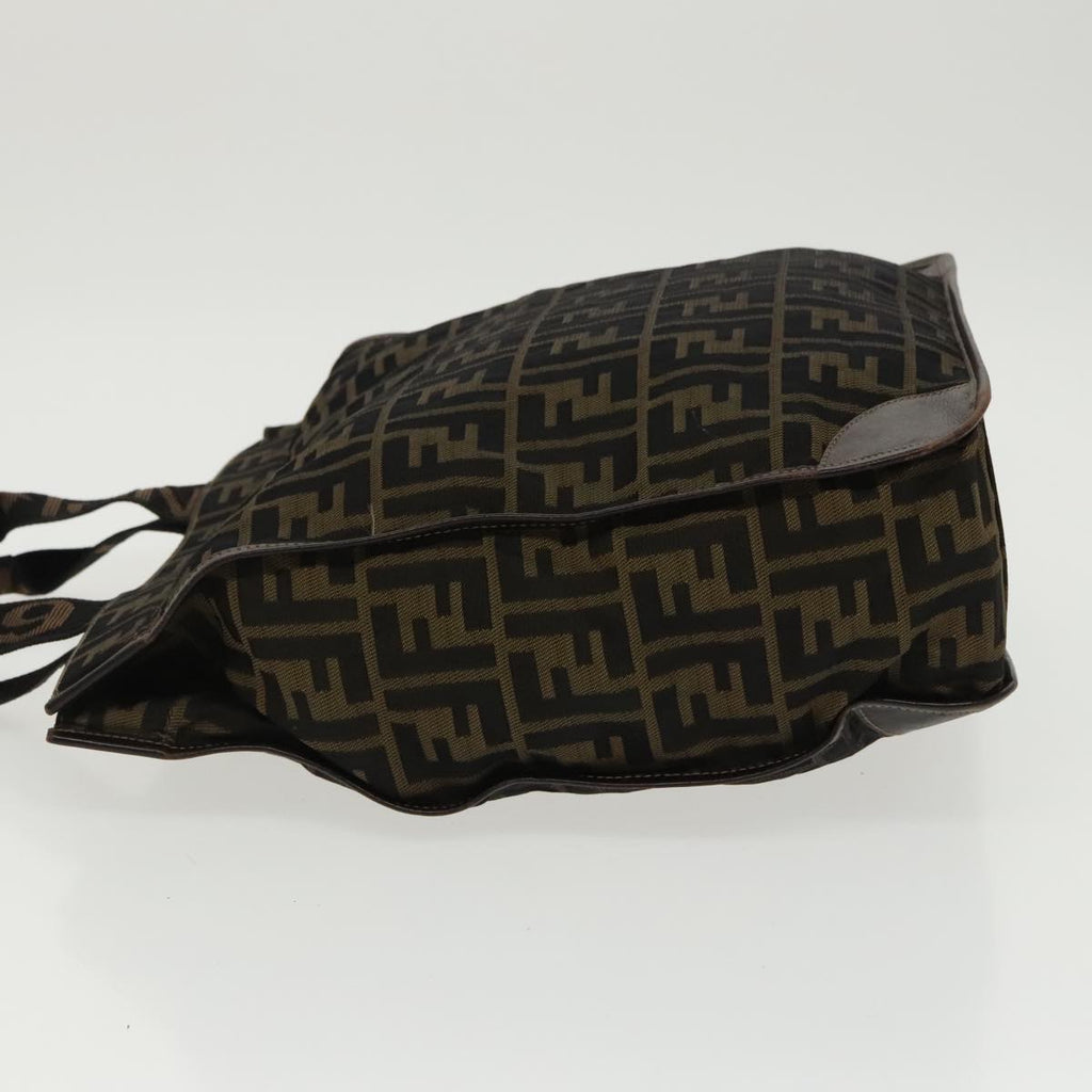 FENDI Zucca Canvas Hand Bag Brown Black 100153