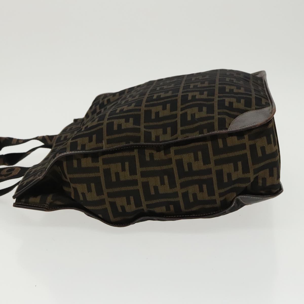 FENDI Zucca Canvas Hand Bag Brown Black 100153