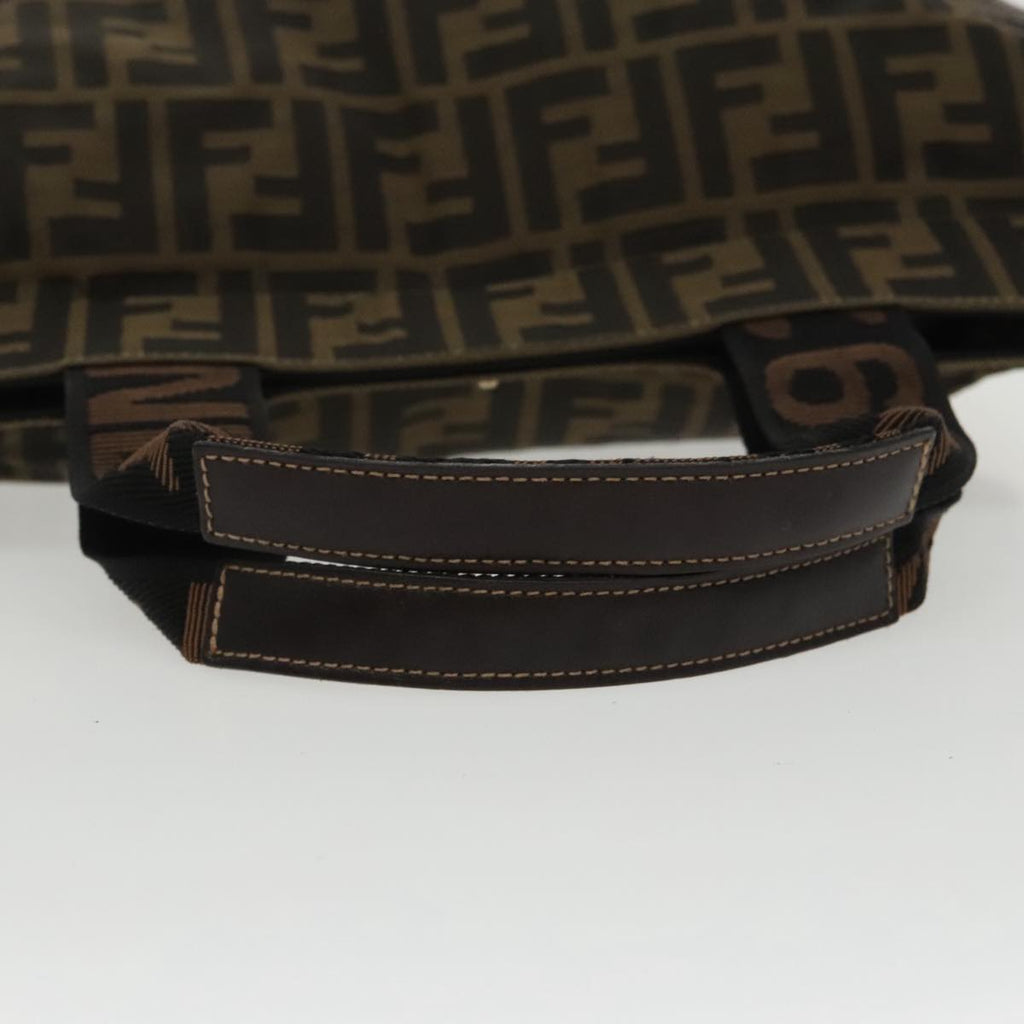 FENDI Zucca Canvas Hand Bag Brown Black 100153