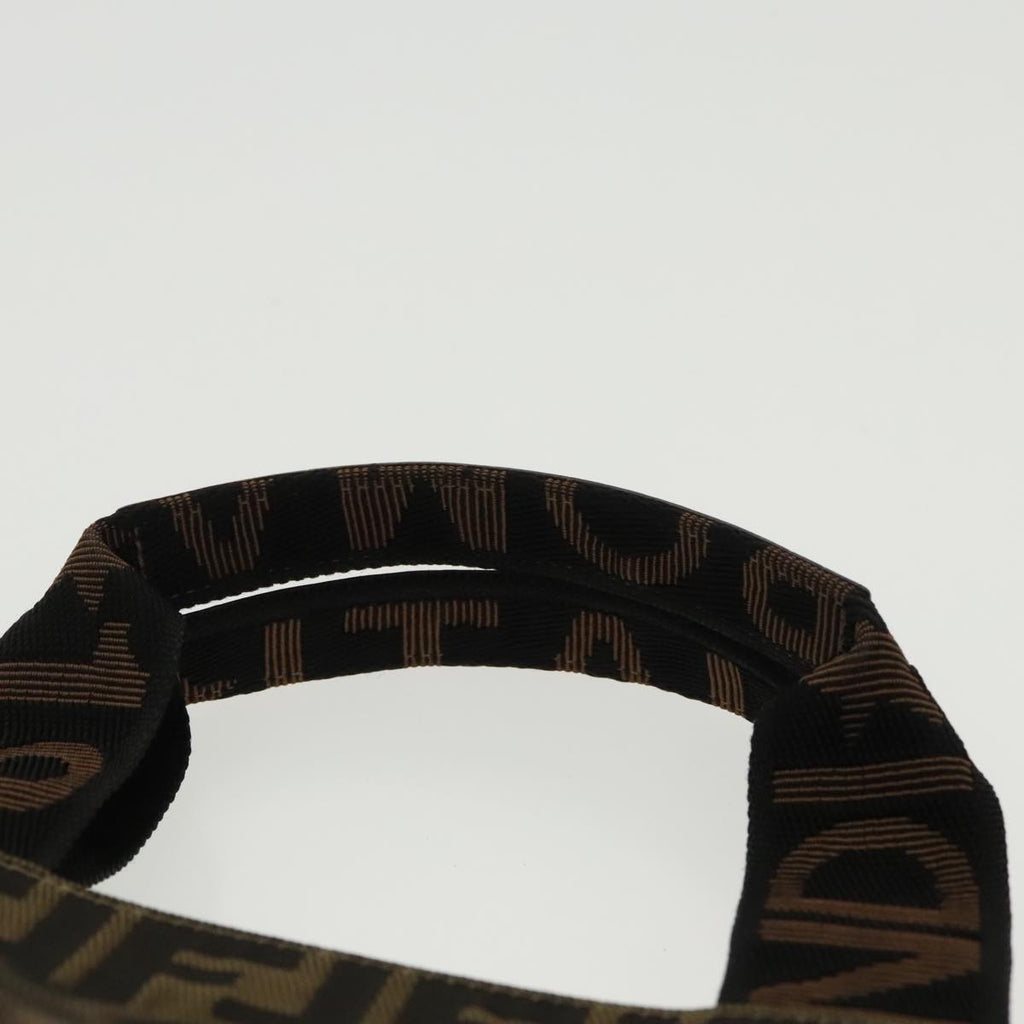 FENDI Zucca Canvas Hand Bag Brown Black 100153