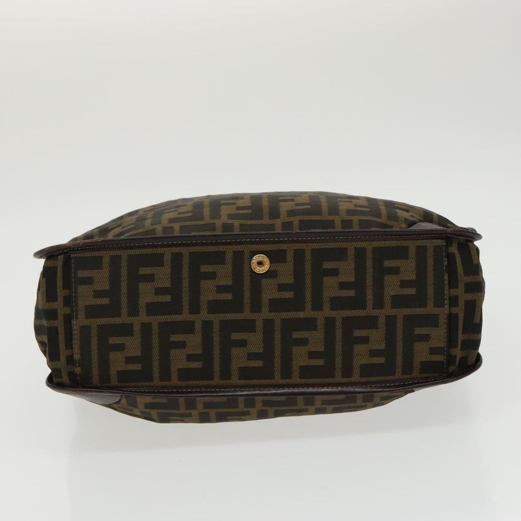 FENDI Zucca Canvas Hand Bag Brown Black 100153