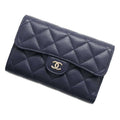 CHANEL Matelasse Medium Wallet Tri-fold NavyAP0232 Caviar Leather