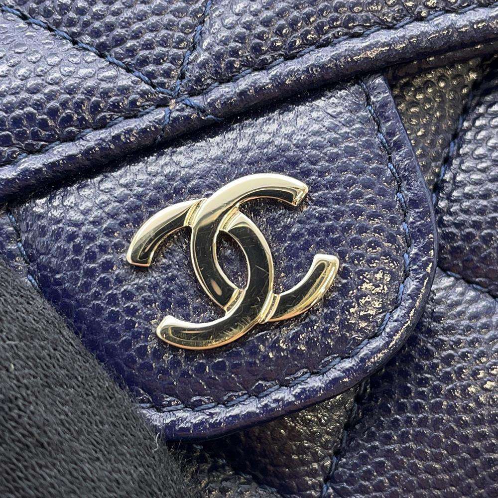 CHANEL Matelasse Medium Wallet Tri-fold NavyAP0232 Caviar Leather