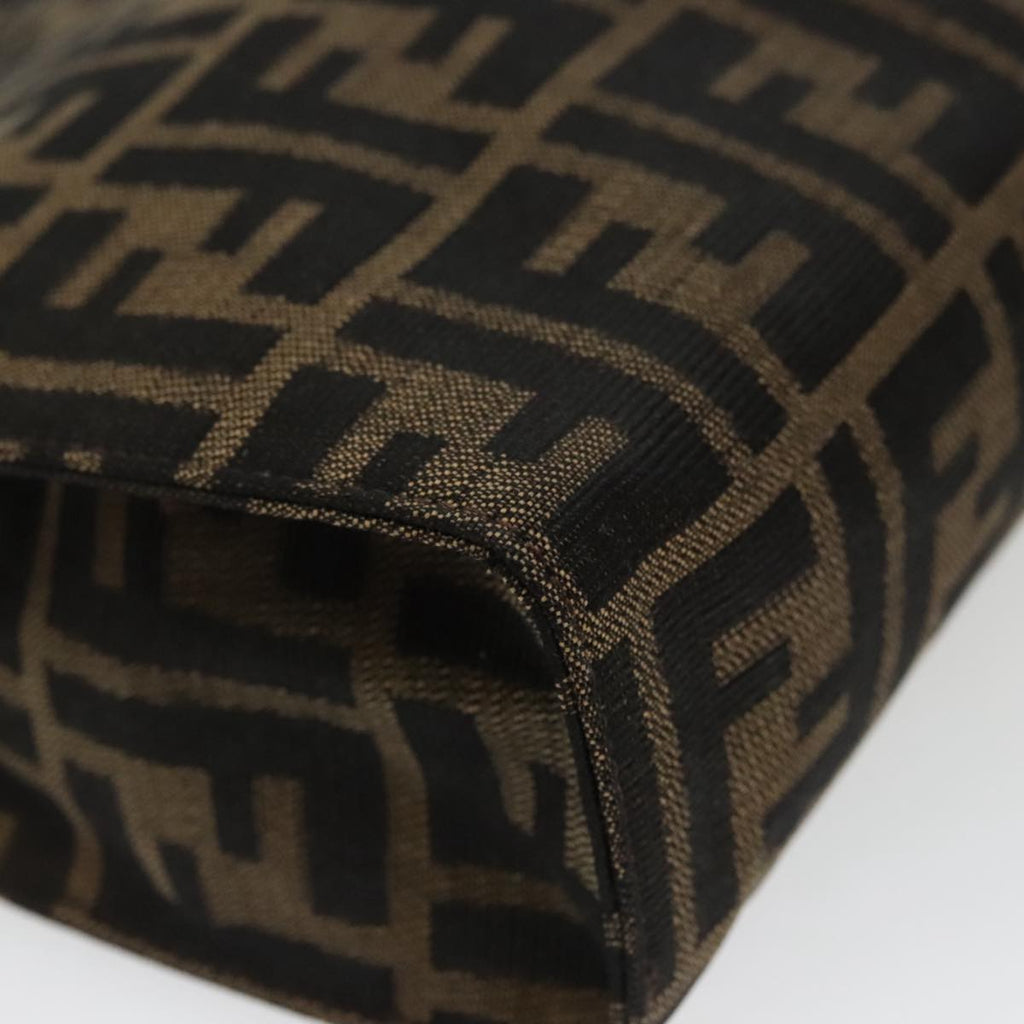 FENDI Zucca Canvas Clutch Bag Brown Black 100167