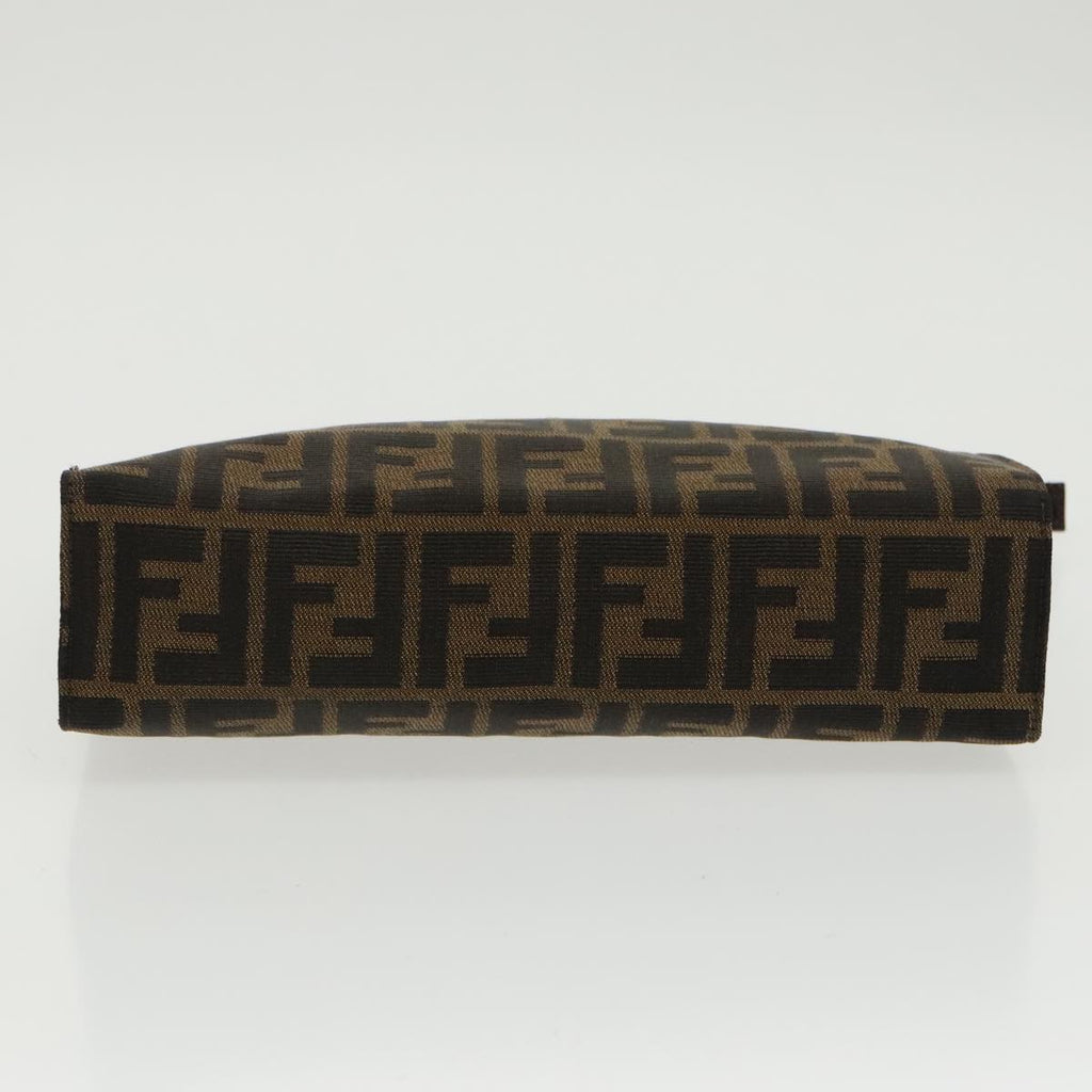 FENDI Zucca Canvas Clutch Bag Brown Black 100167
