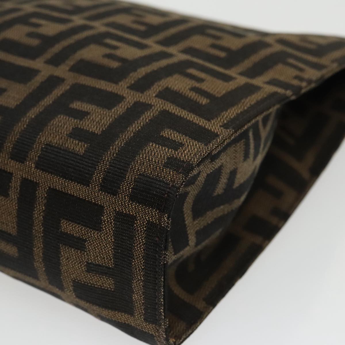 FENDI Zucca Canvas Clutch Bag Brown Black 100167