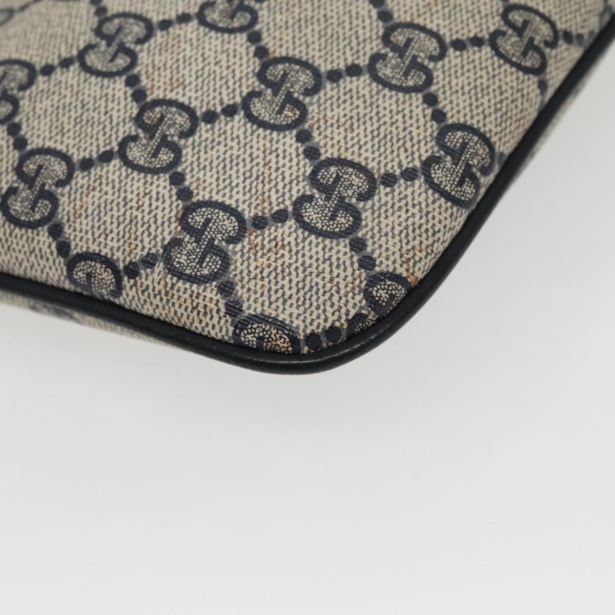GUCCI GG Supreme Sherry Line Shoulder Bag PVC Navy Gold 904 02 047 100169