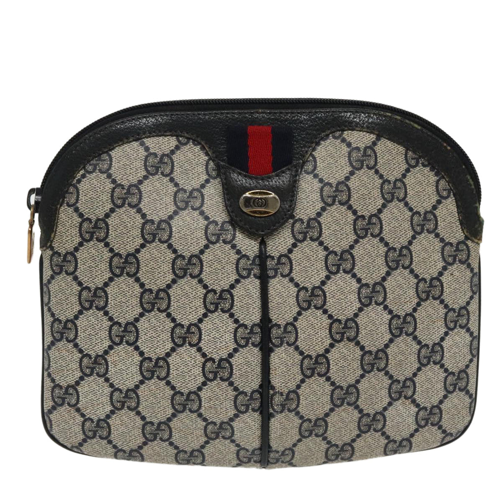 GUCCI GG Supreme Sherry Line Shoulder Bag PVC Navy Gold 904 02 047 100169