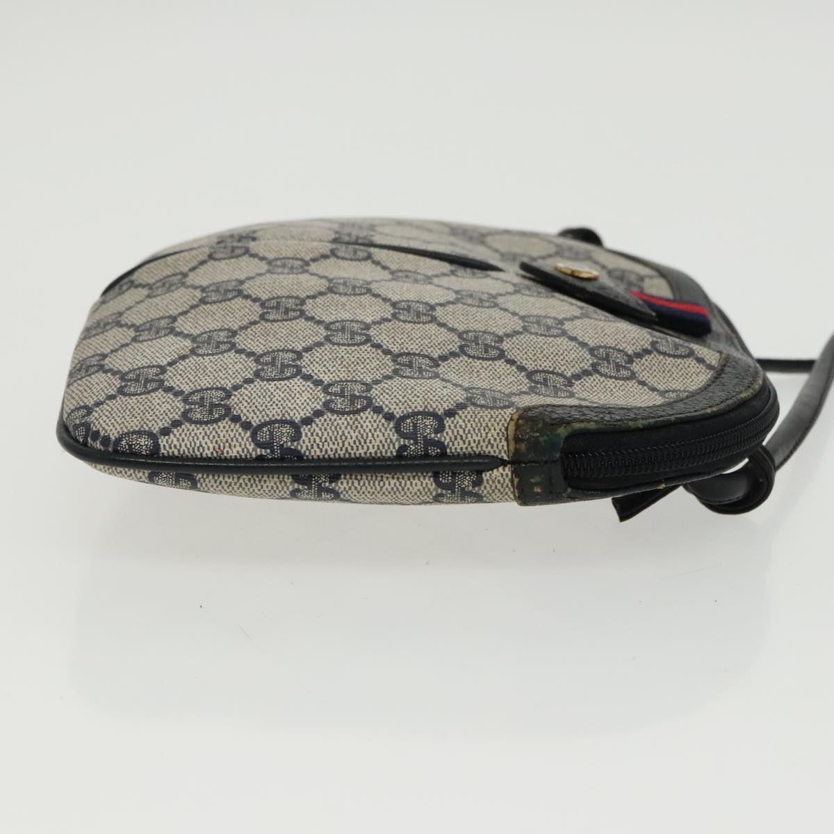 GUCCI GG Supreme Sherry Line Shoulder Bag PVC Navy Gold 904 02 047 100169