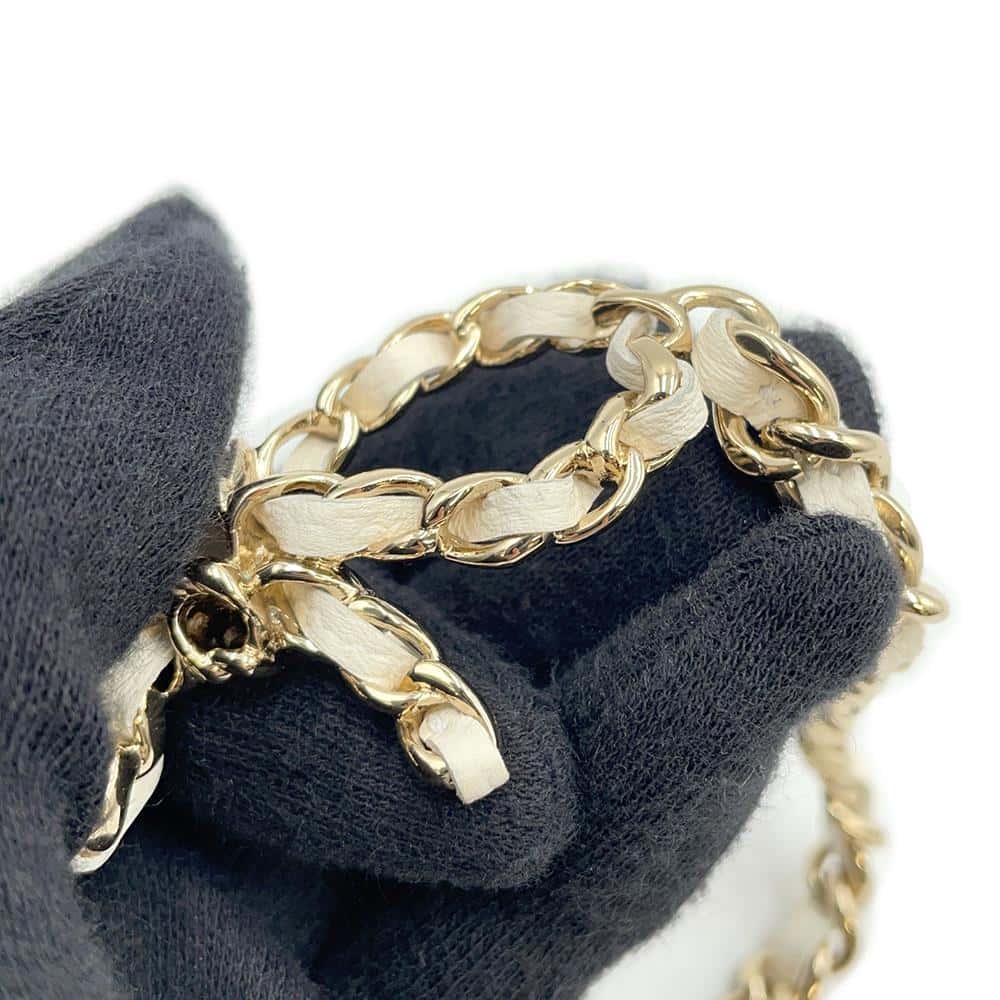 CHANEL Matelasse Ribbon Chain Belt Bag WhiteAP3352 Caviar Leather
