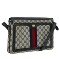 GUCCI GG Supreme Sherry Line Shoulder Bag PVC Navy Gold 02 14 013 100174