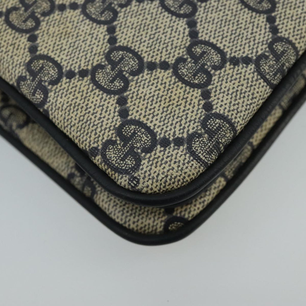 GUCCI GG Supreme Sherry Line Shoulder Bag PVC Navy Gold 02 14 013 100174