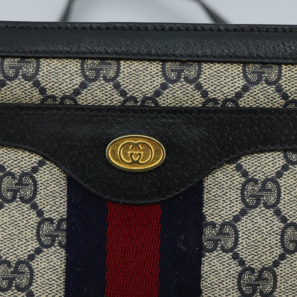 GUCCI GG Supreme Sherry Line Shoulder Bag PVC Navy Gold 02 14 013 100174