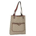 GUCCI GG Supreme Web Sherry Line Tote Bag PVC Beige Red 002 123 100184