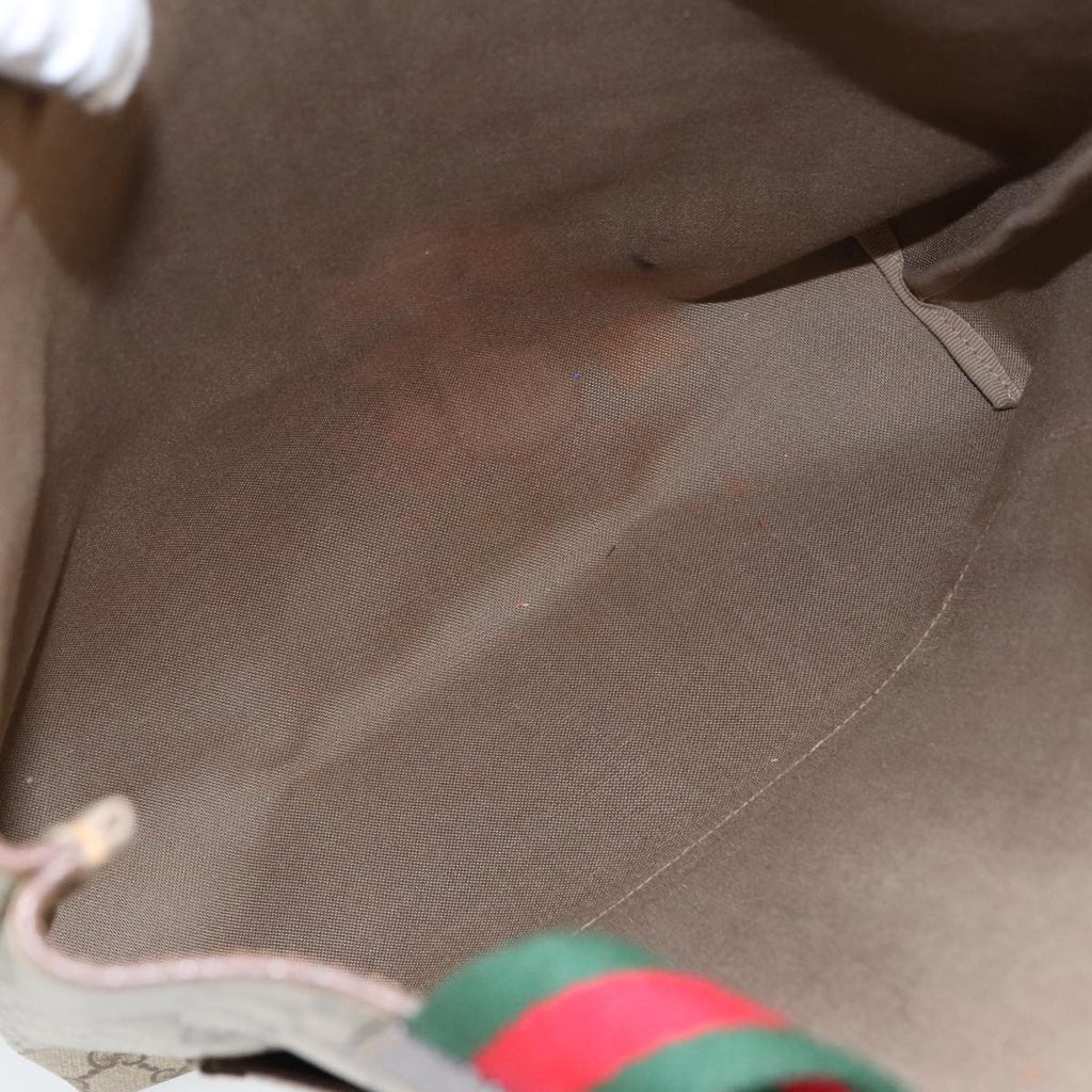 GUCCI GG Supreme Web Sherry Line Tote Bag PVC Beige Red 002 123 100184