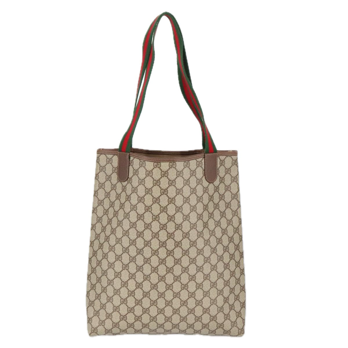 GUCCI GG Supreme Web Sherry Line Tote Bag PVC Beige Red 002 123 100184