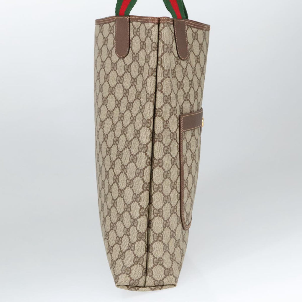 GUCCI GG Supreme Web Sherry Line Tote Bag PVC Beige Red 002 123 100184