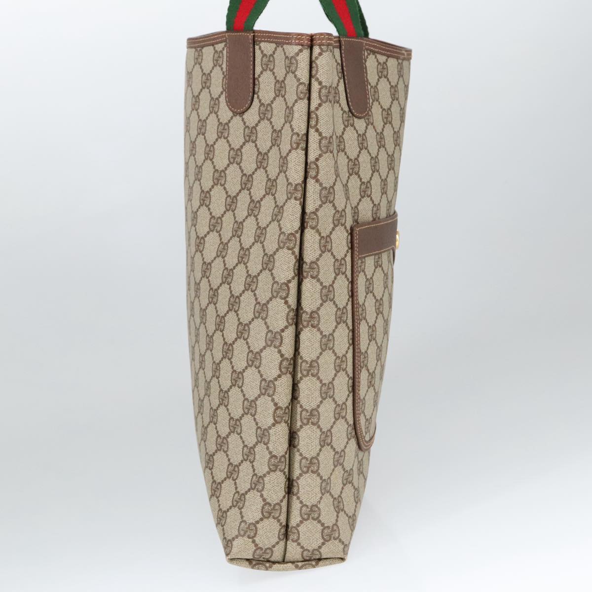 GUCCI GG Supreme Web Sherry Line Tote Bag PVC Beige Red 002 123 100184