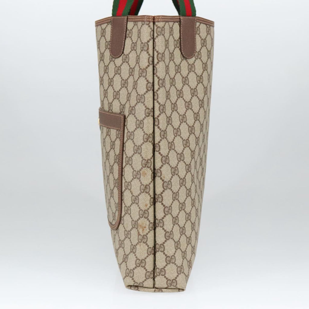 GUCCI GG Supreme Web Sherry Line Tote Bag PVC Beige Red 002 123 100184