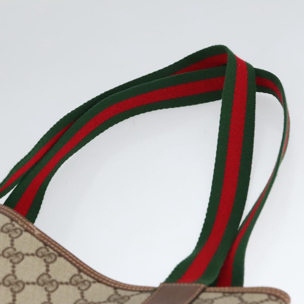 GUCCI GG Supreme Web Sherry Line Tote Bag PVC Beige Red 002 123 100184