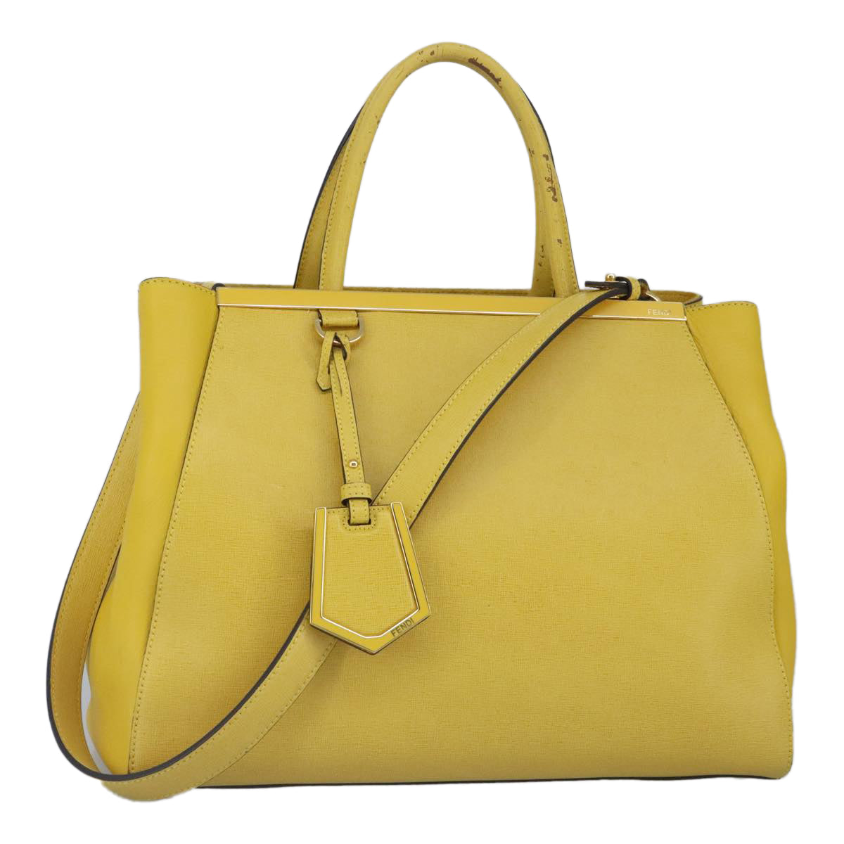 FENDI To joule Hand Bag Leather 2way Yellow Gold 100188