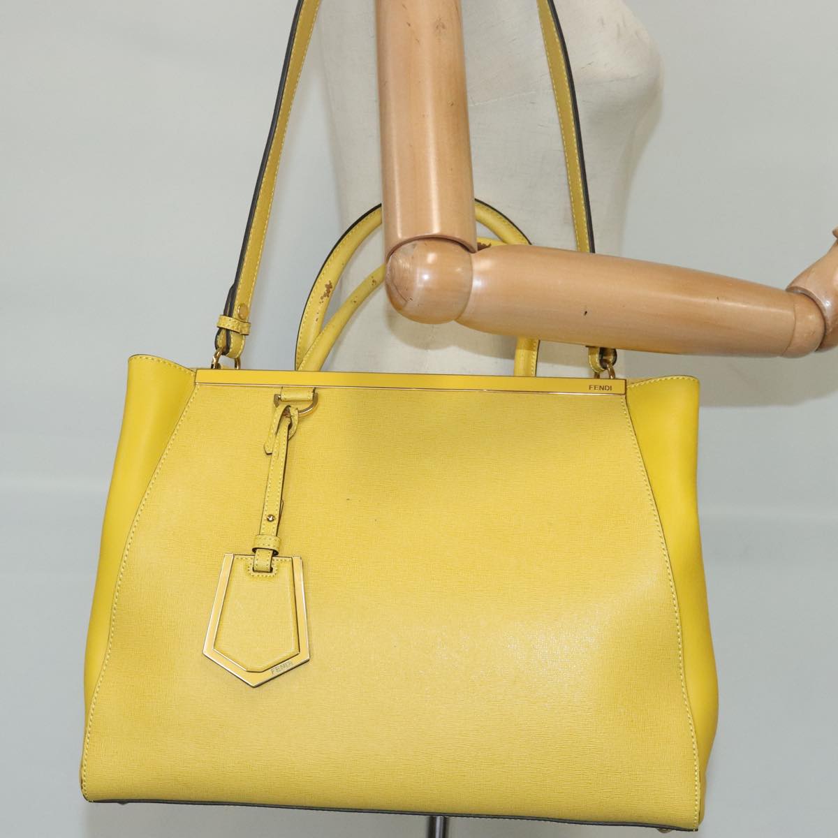 FENDI To joule Hand Bag Leather 2way Yellow Gold 100188