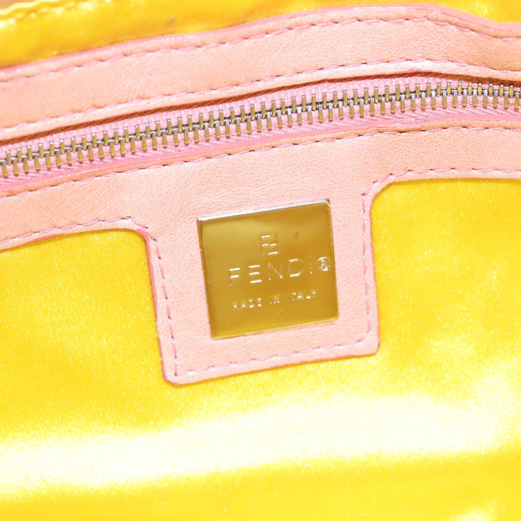 FENDI Mamma Baguette Shoulder Bag Leather Pink Silver 100213