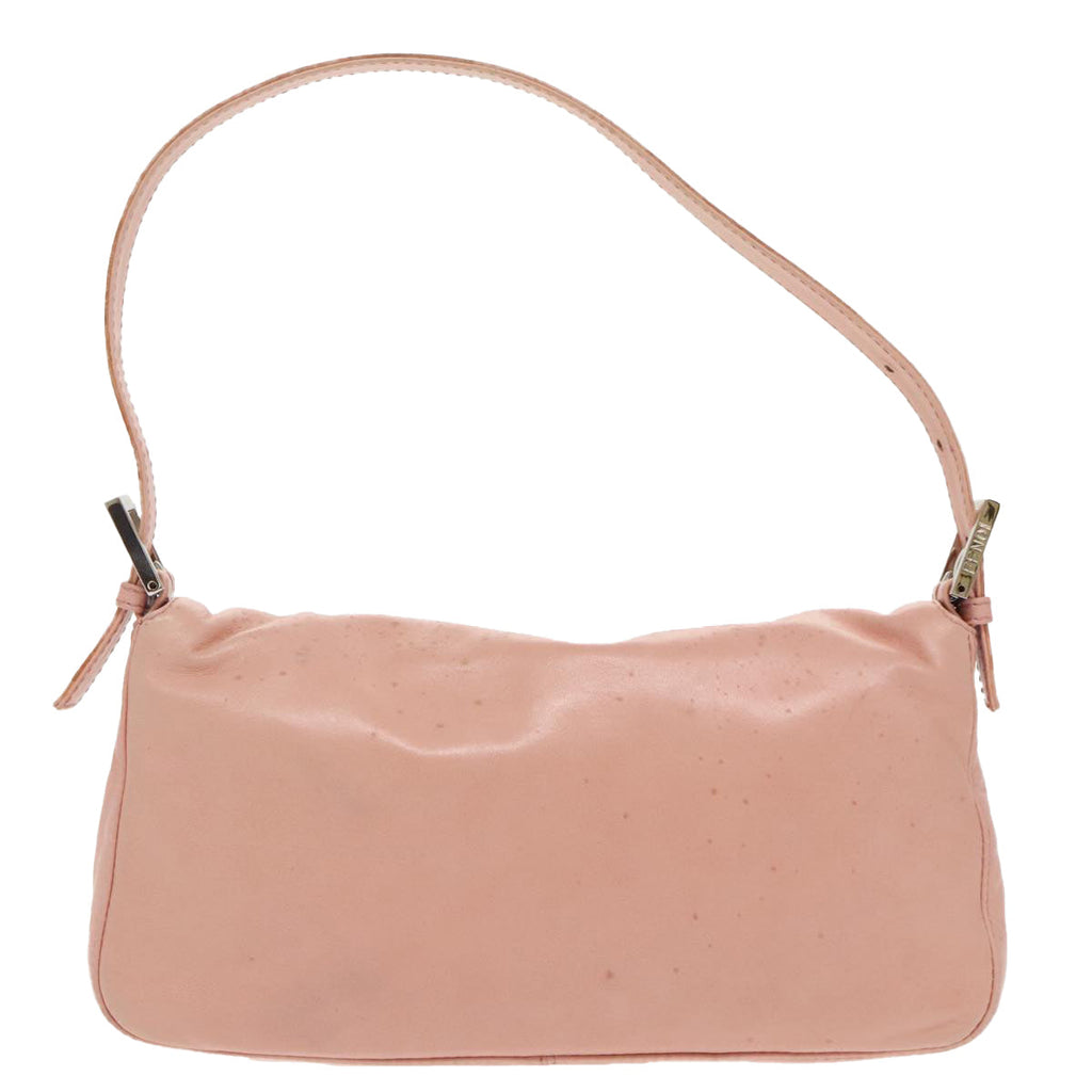 FENDI Mamma Baguette Shoulder Bag Leather Pink Silver 100213
