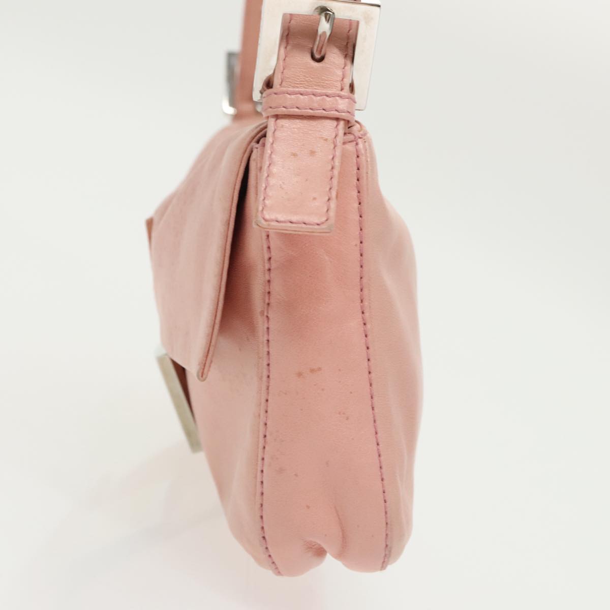 FENDI Mamma Baguette Shoulder Bag Leather Pink Silver 100213