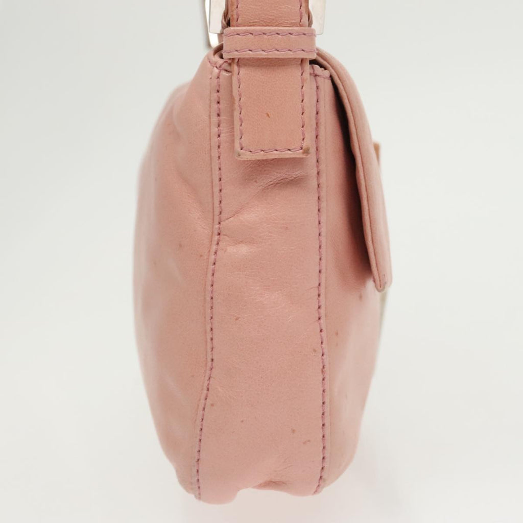 FENDI Mamma Baguette Shoulder Bag Leather Pink Silver 100213