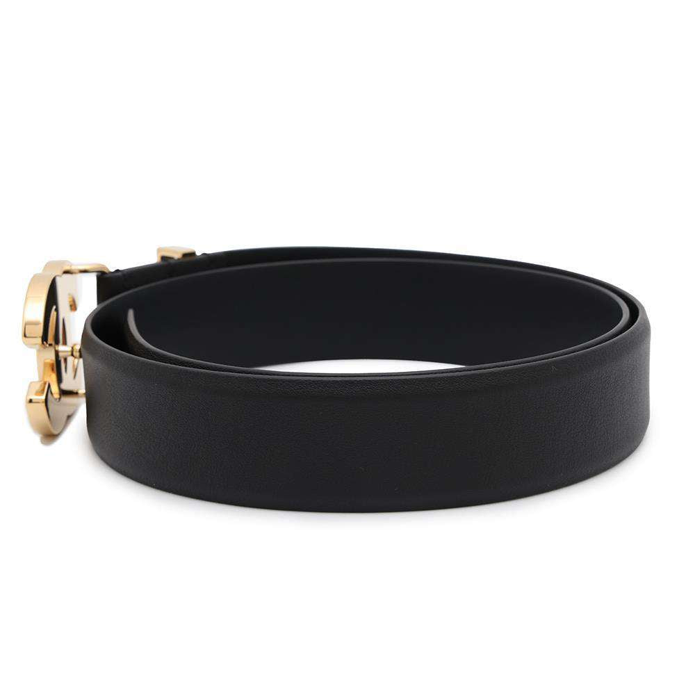 CHANEL CC Logo Belt Size 75 Black Leather