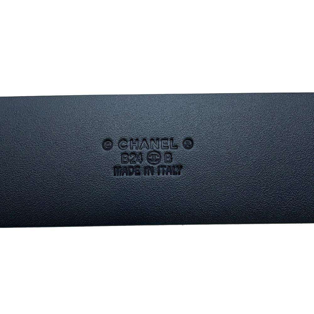 CHANEL CC Logo Belt Size 75 Black Leather