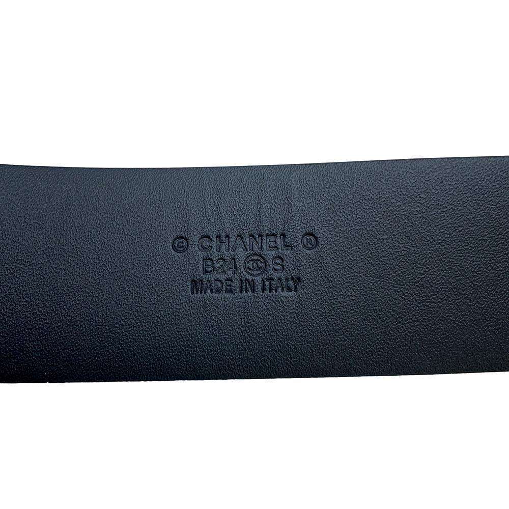 CHANEL CC Logo Belt Size 75 Black Leather