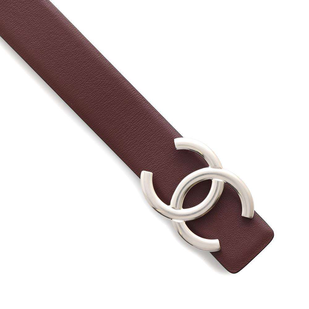 CHANEL CC Logo Reversible Belt Size 75 Black/BordeauxA73462 Leather
