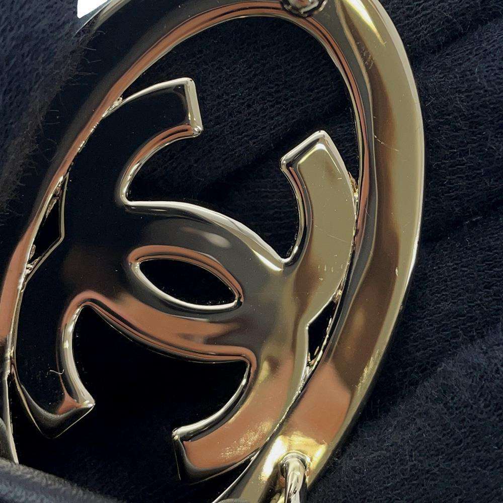 CHANEL CC Logo Belt Size 70 Black/White Leather