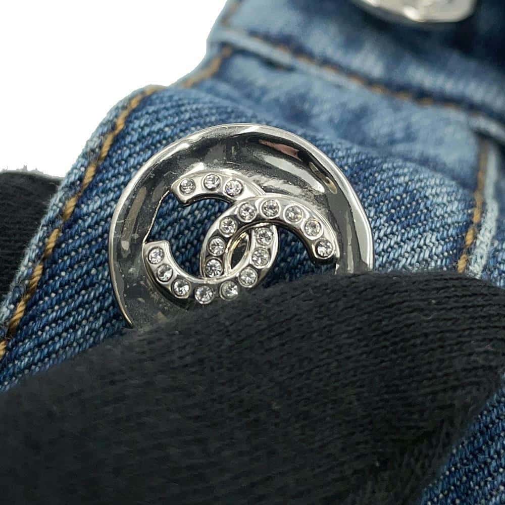CHANEL Washed Denim Jacket Size 34 BlueP76746 Cotton100%