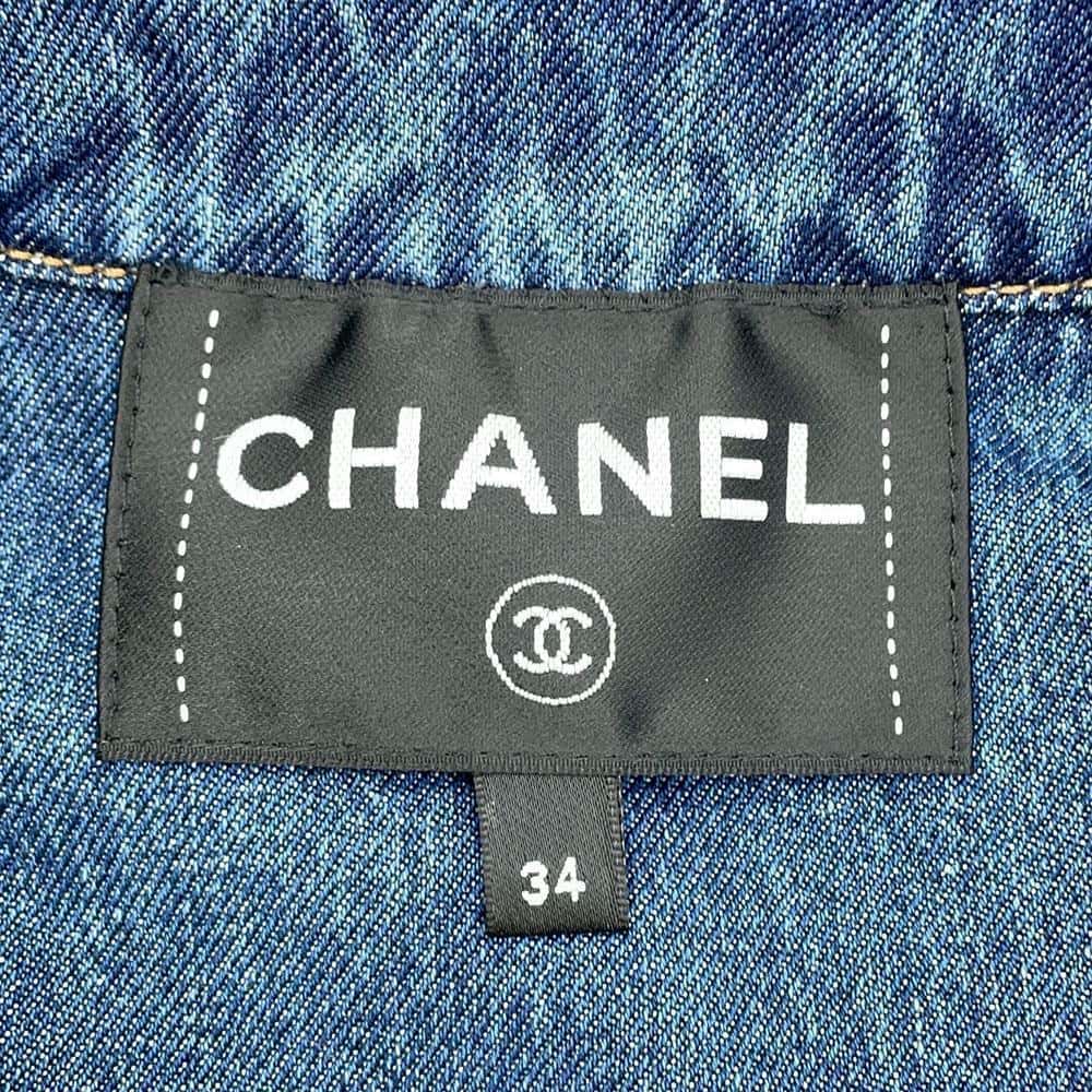 CHANEL Washed Denim Jacket Size 34 BlueP76746 Cotton100%