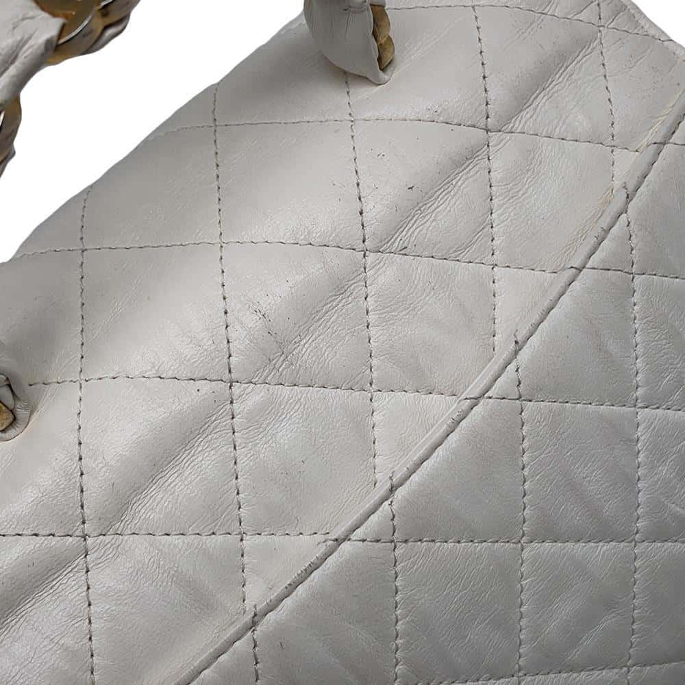 CHANEL Matelasse Top Handle 2way Shoulder Handbag WhiteAS2478 Crumple Lambskin