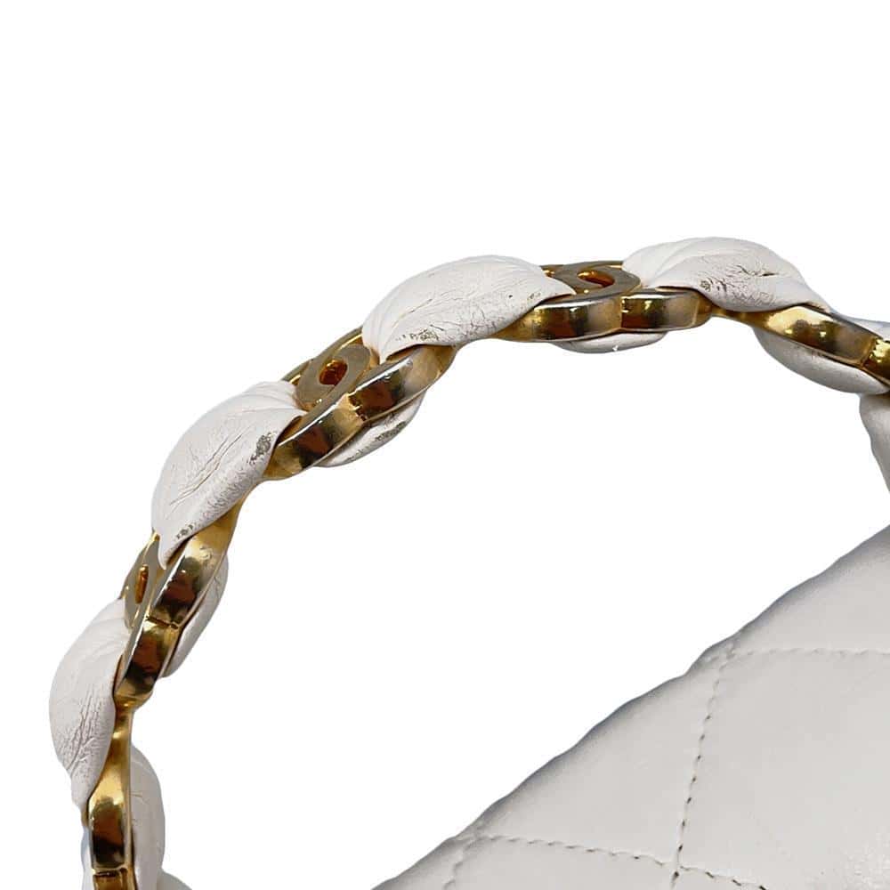 CHANEL Matelasse Top Handle 2way Shoulder Handbag WhiteAS2478 Crumple Lambskin