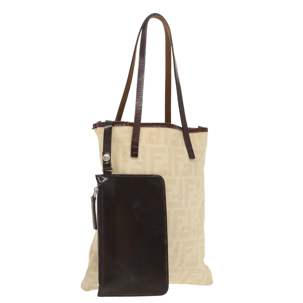 FENDI Zucca Canvas Hand Bag Beige 100235