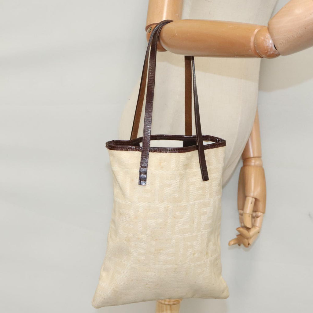 FENDI Zucca Canvas Hand Bag Beige 100235