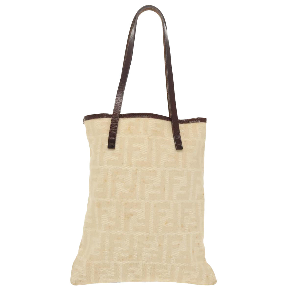 FENDI Zucca Canvas Hand Bag Beige 100235