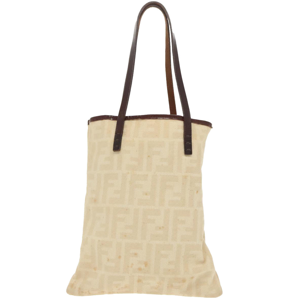 FENDI Zucca Canvas Hand Bag Beige 100235
